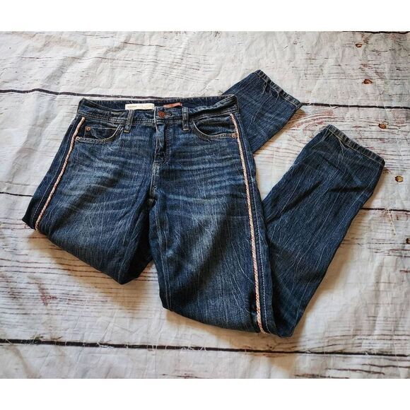 Anthropologie Pilcro Mid Rise Slim Boyfriend Jeans with Side Detail Size 25 - Picture 4 of 9